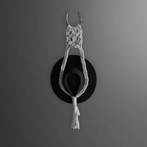 White Macramé Horseshoe Hat Holder